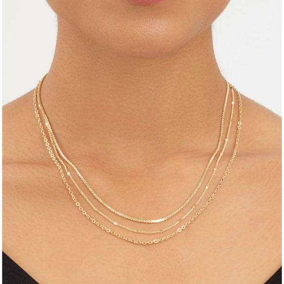*HP* NIB! Sterling Forever Gold Plated 3 Layer Dainty Necklace [gift wrapped!] - Picture 1 of 13